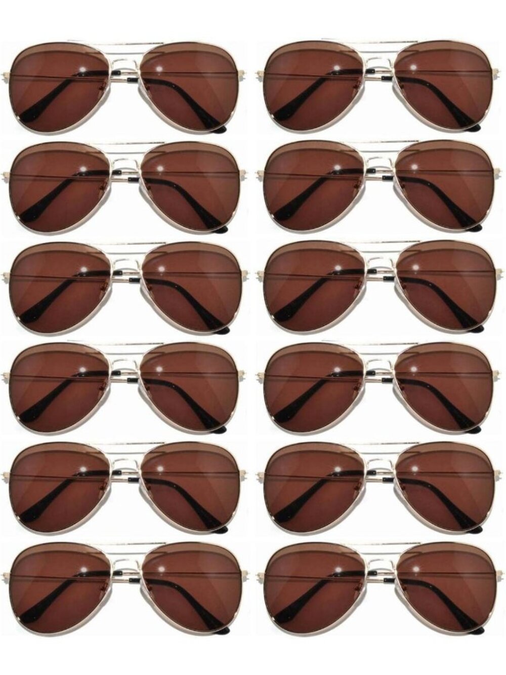 12 Pack Aviator Sunglasses with Mirrored Lenses | Unisex Wholesale Eyewear Set